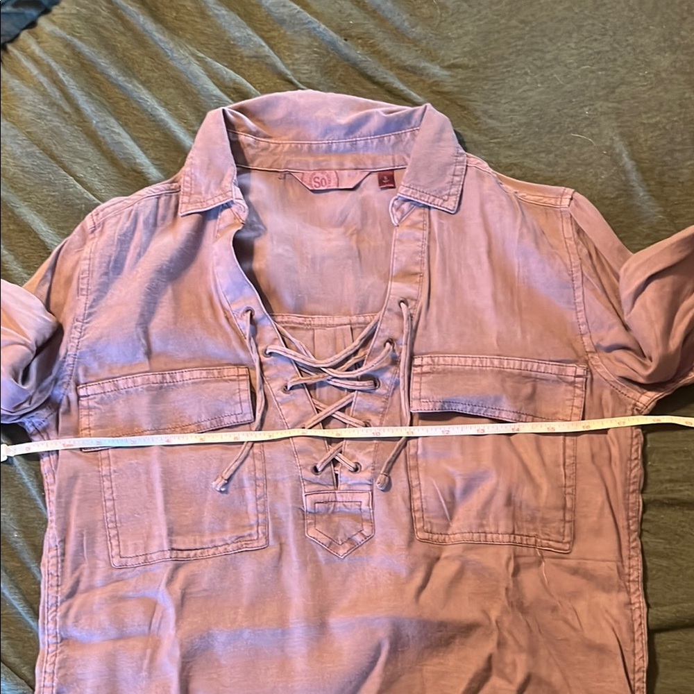 Purple Lace-Up long Sleeve Shirt NWOT
